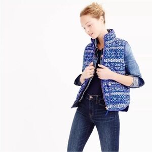 J.Crew Quilted Excursion Vest Fair Isle